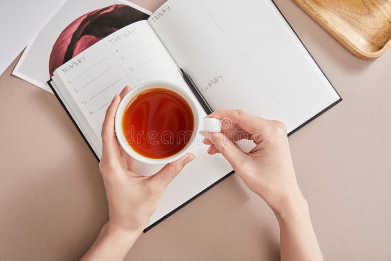 View of female hands with cup royalty free stock photos