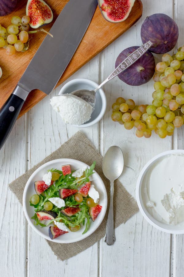 Top view of fig and goat cheese salad. royalty free stock images Top view of fig and goat cheese salad. royalty free stock images