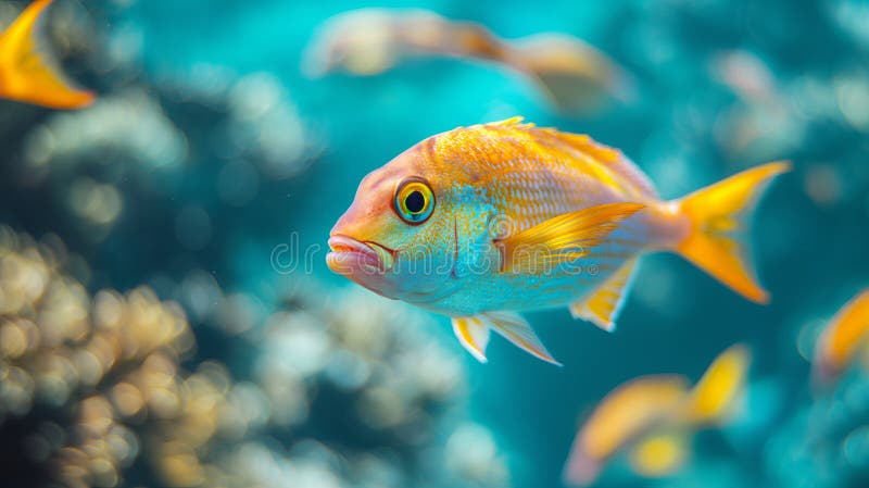 Top view of fish on a bright blue surface for wallpapers and backgrounds tile vector illustration