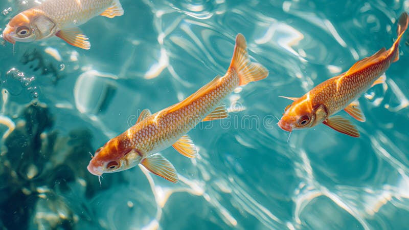 Top view of fish on a bright blue surface for wallpapers and backgrounds tile vector illustration