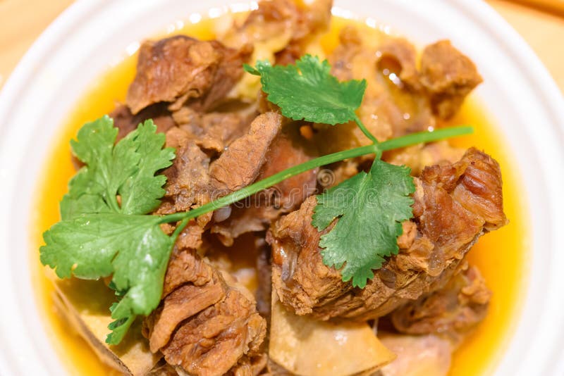 Fresh beef ribs with soup stock image. Image of meal 193252633