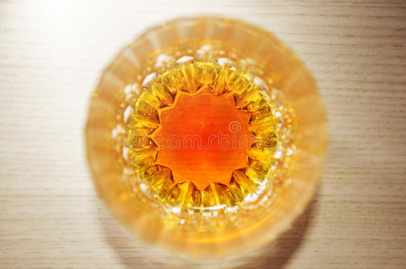 Top View of a Glass with a Dose of Pure Whiskey Stock Photo Image of