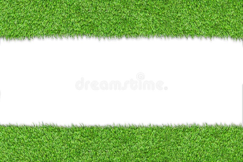 Green artificial grass with empty space white background. royalty free stock photo