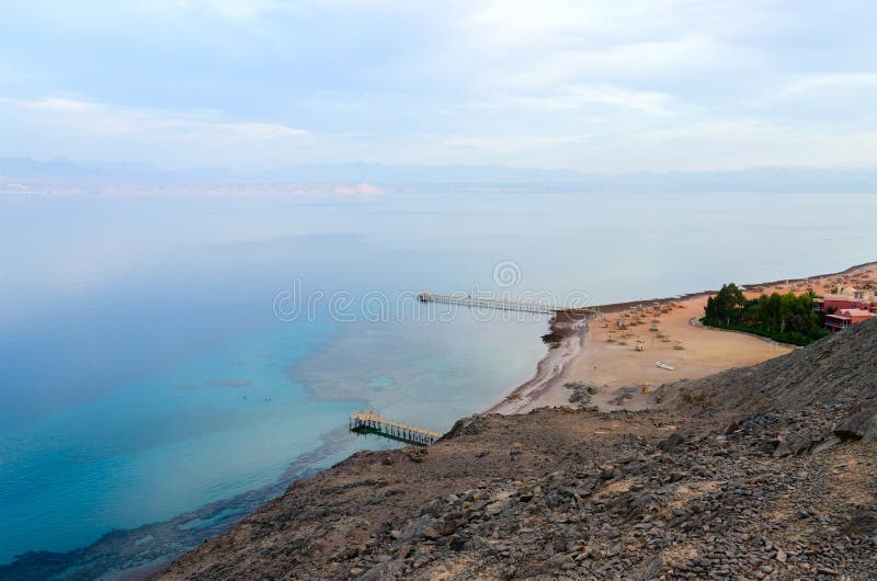 Top view of the Gulf of Aqaba royalty free stock images