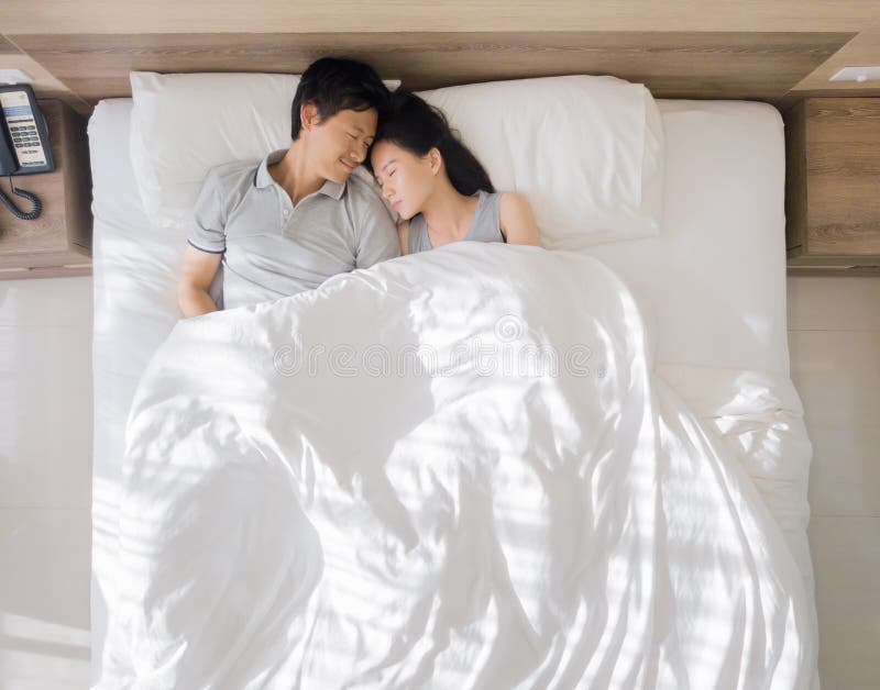 800px x 628px - Top View of Happy Asian Couple Smiling, and Sleeping Together on Bed in  Love and Sex Concept in a Modern Bedroom with White Stock Photo - Image of  girl, family: 150494536