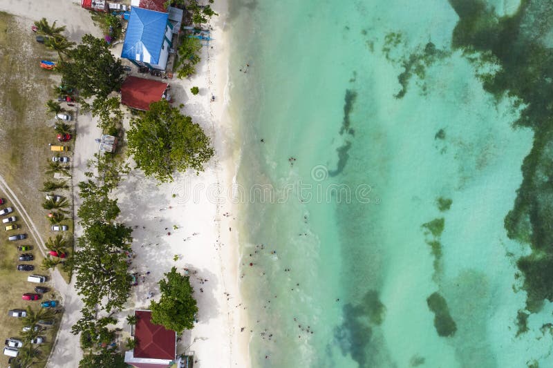 Top View of a Moderately Crowded Public Beach in Anda, Bohol