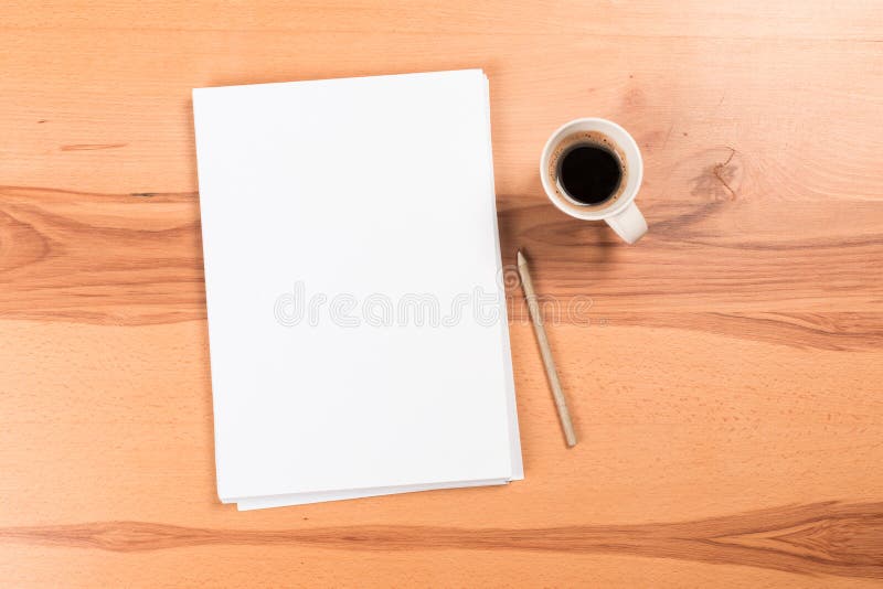 Blank Letterhead Coffee Cup On Wooden Table Background Blank