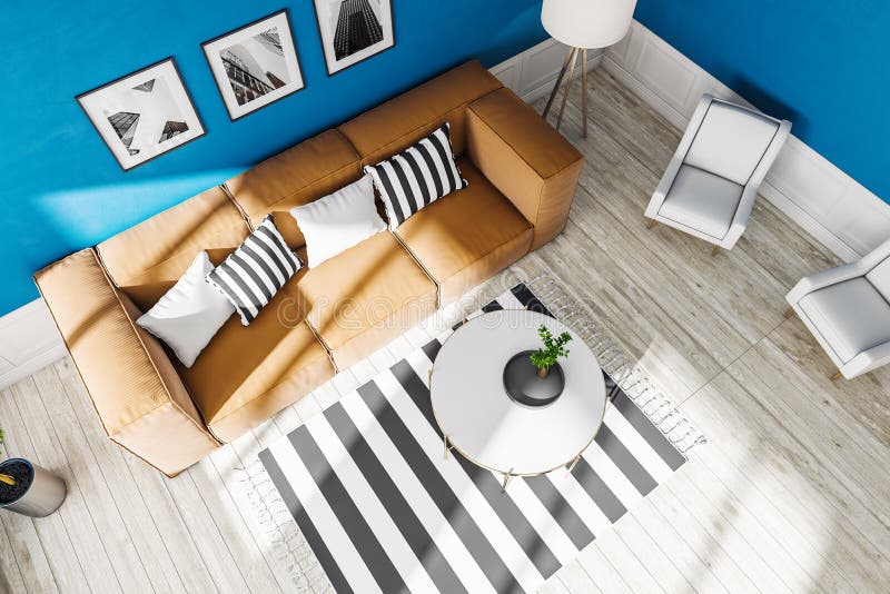 Top View of Modern Living Room Interior Stock Illustration Illustration of decor, furniture