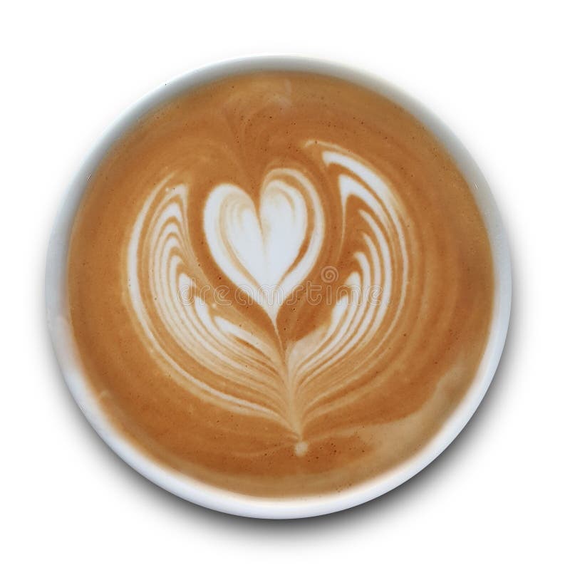 Top View of a Mug of Latte Art Coffee. Stock Image - Image of milk