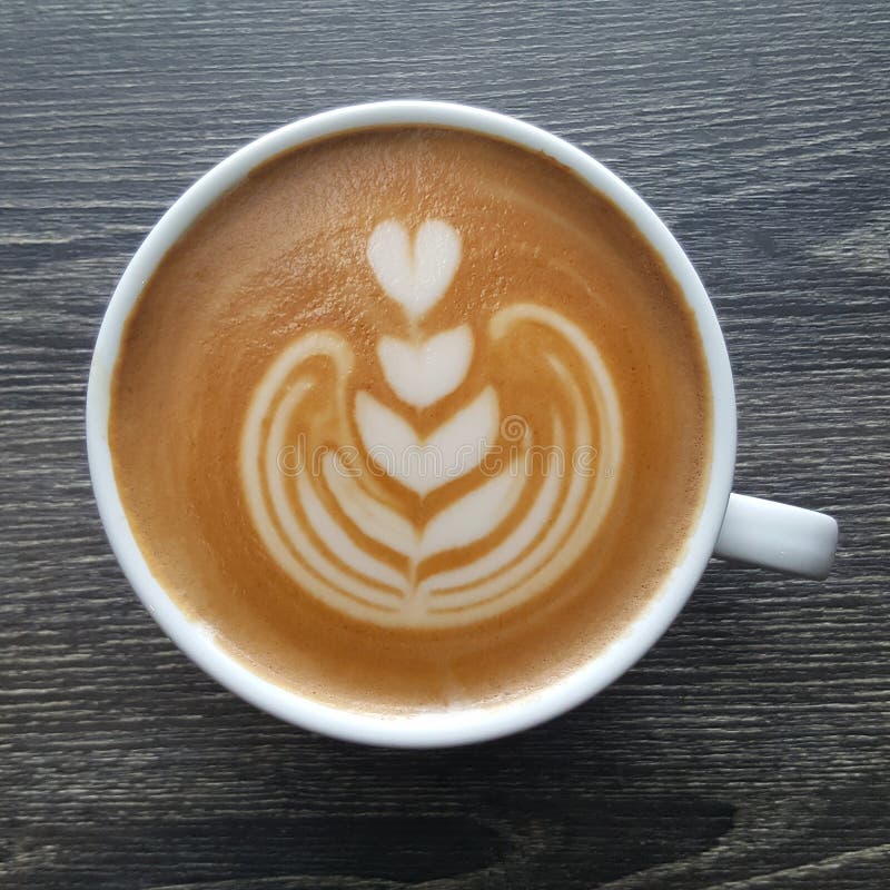 Top View of a Mug of Latte Art Coffee. Stock Photo - Image of coffee
