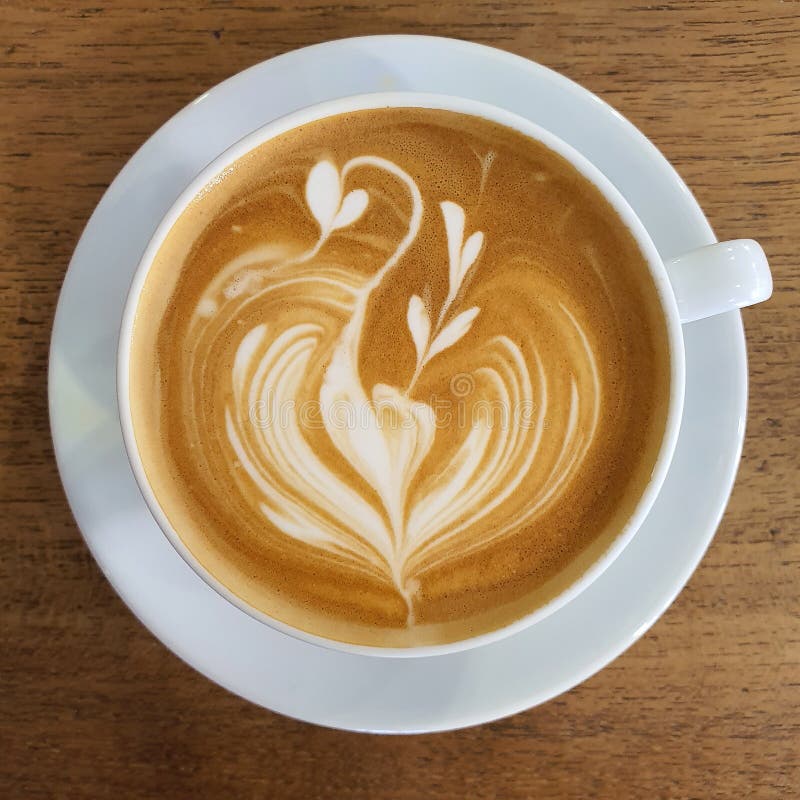 Top View of a Mug of Latte Art Coffee Stock Image - Image of chocolate