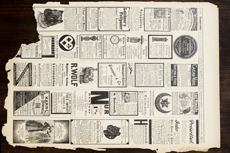 Top view of the old sheet with announcements.