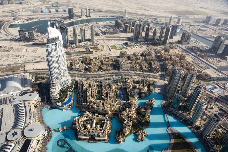 Top view over Dubai from Burj Khalifa skyscraper