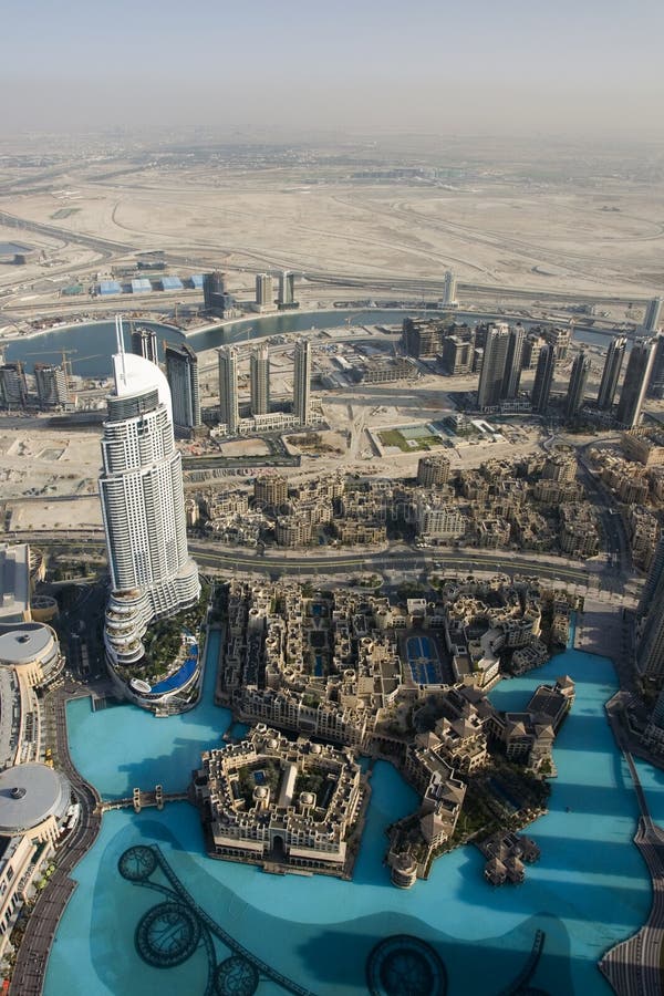 Top view over Dubai from Burj Khalifa skyscraper