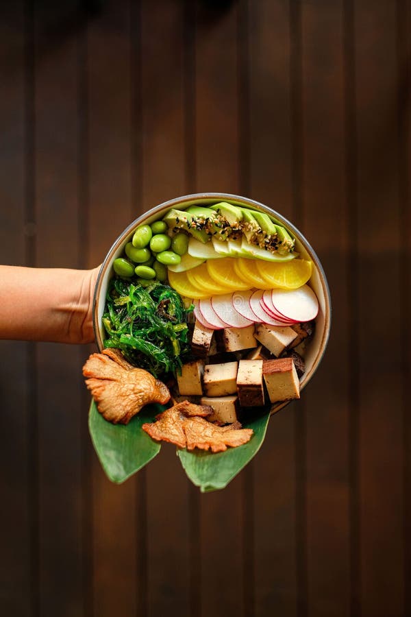 Top View of a Person Serving an Asian Salad Stock Image Image of food