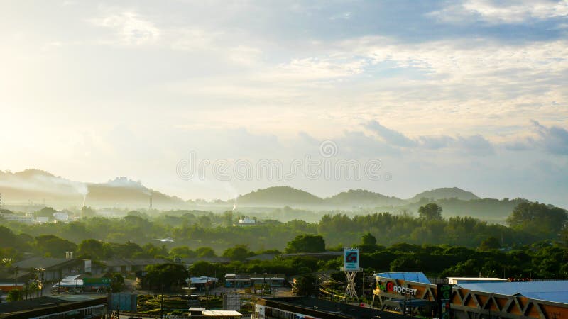 Top View of Phuket city in the morning, fresh air, soft sunlight, beautiful sky and green tree valleys, Phuket is one of the most royalty free stock photography Top View of Phuket city in the morning, fresh air, soft sunlight, beautiful sky and green tree valleys, Phuket is one of the most royalty free stock photography