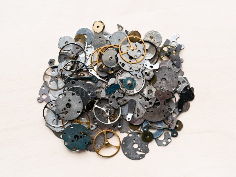 Random Pile of Old Mechanical Watch Parts Stock Image - Image of