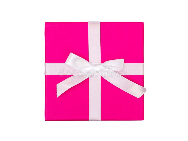 Pink Gift Box With Ribbon Isolated On White Background Stock Image