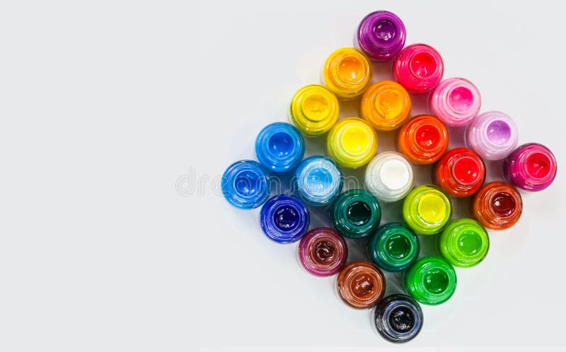 top view of Poster colors in square on white background royalty free stock image top view of Poster colors in square on white background royalty free stock image