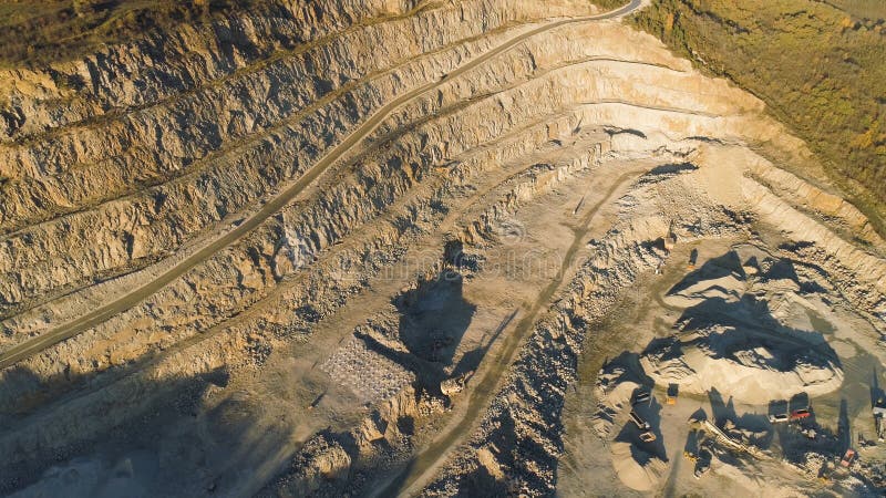 Top View of Quarry in Countryside. Shot. Quarry on Mountain Surface is ...