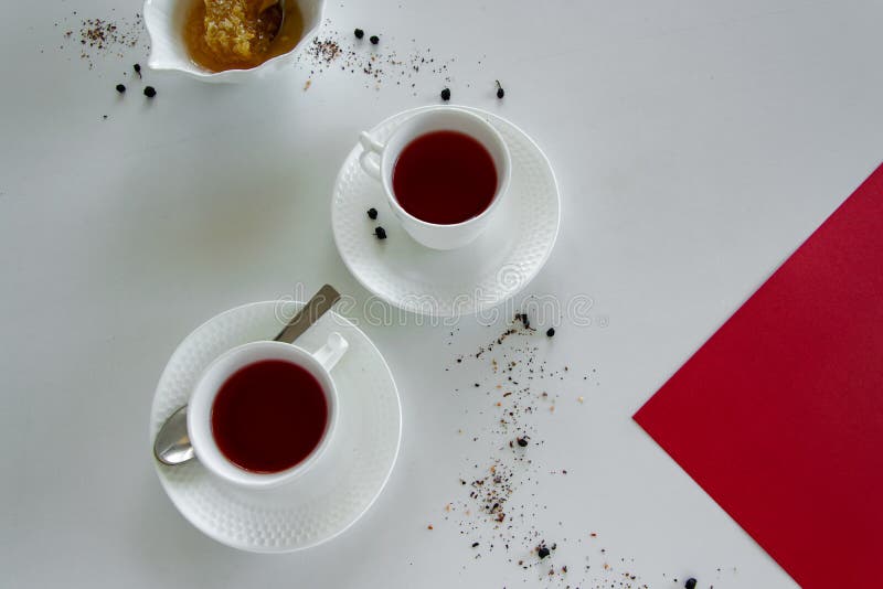 Red Fruits Tea Glasses. Drinks Flat Lay Stock Image Image of
