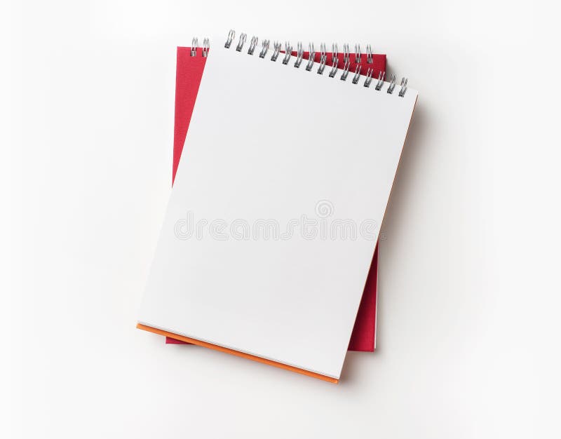 Top view of red spiral notebook and pencil royalty free stock photography
