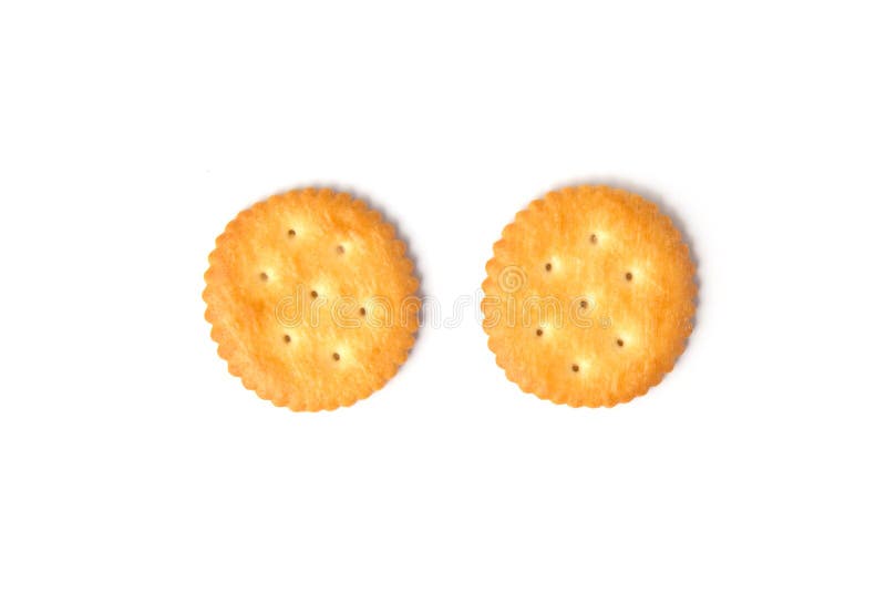 Top view of round salted cracker cookies isolated on white background stock image Top view of round salted cracker cookies isolated on white background stock image