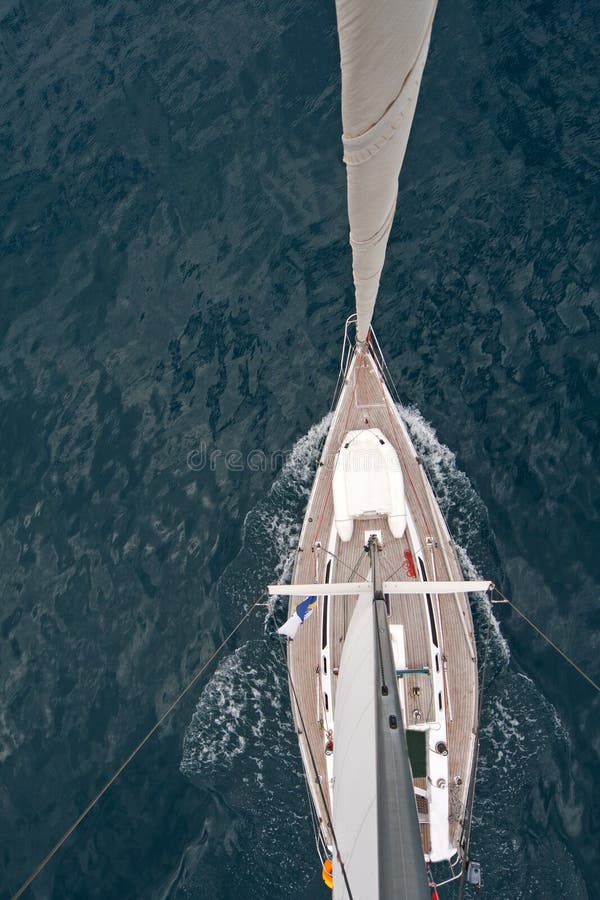 Top view of sailing boat