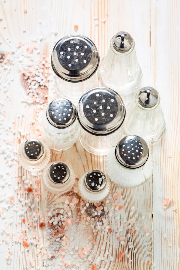 Different Salts Displayed in Wooden Bowls Stock Image Image of light