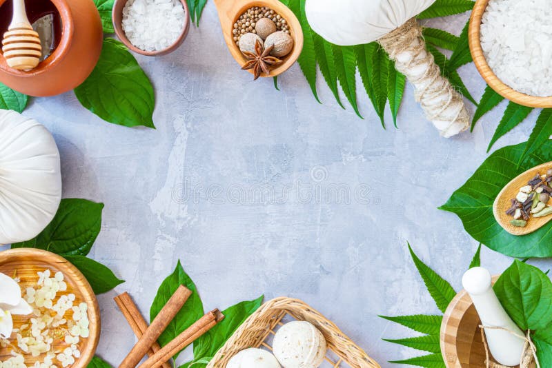 Ayurveda Background. Spa and Health Care Concept Stock Image - Image of  closeup, herbs: 171955647