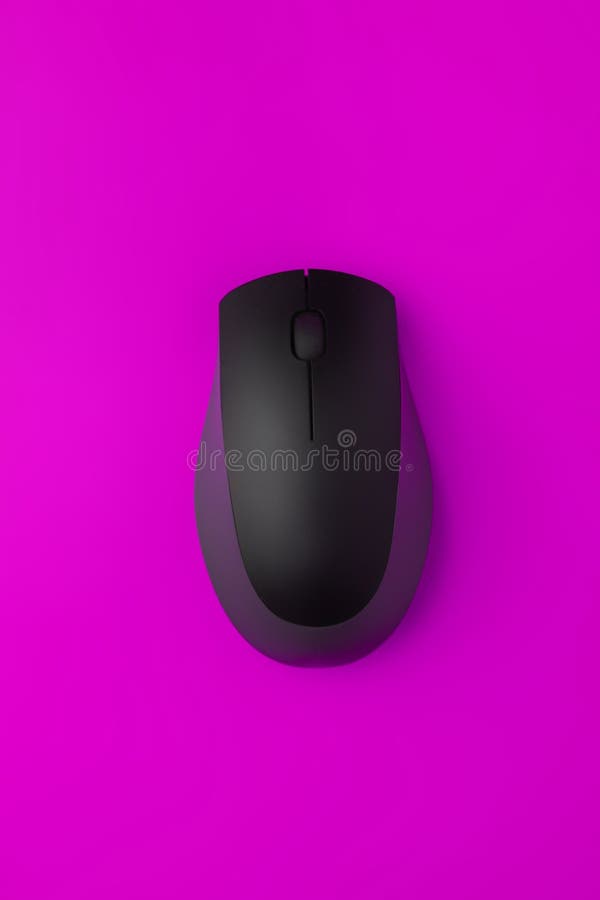 Top view of the simple computer mouse on the color background with copy space, minimalist concepts royalty free stock photography