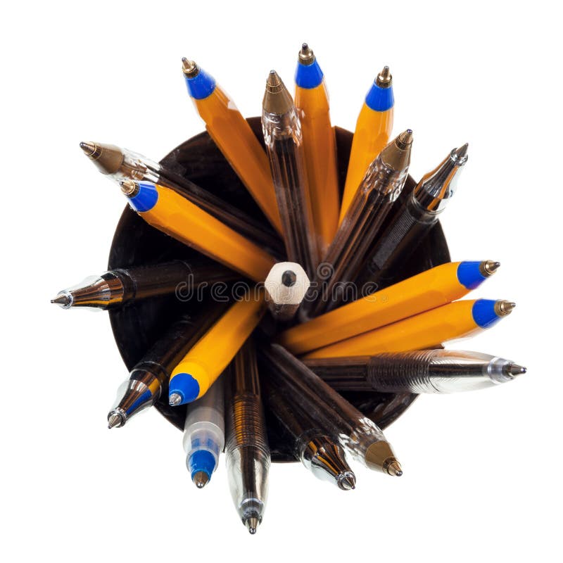 Top view of simple pens and pencil