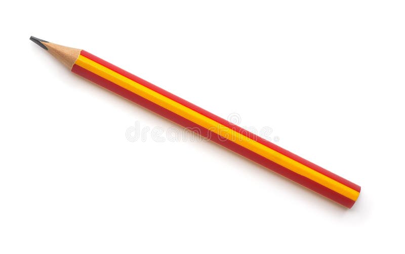 Top view of single red graphite pencil
