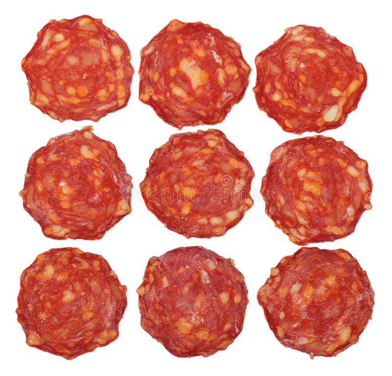 Top View of Sliced Chorizo Sausage Stock Photo Image of delicatessen, spanish 100892716