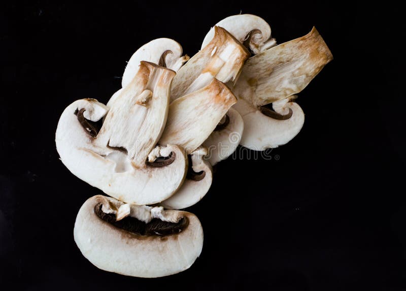 Top View of Sliced Fresh Champignons
