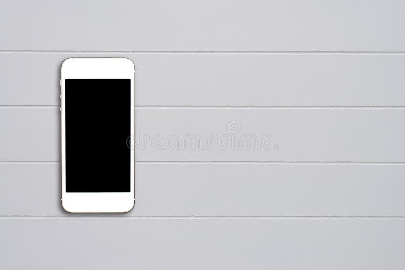 Top view smartphone mock up template with black screen on cement table with copyspace. royalty free stock photos
