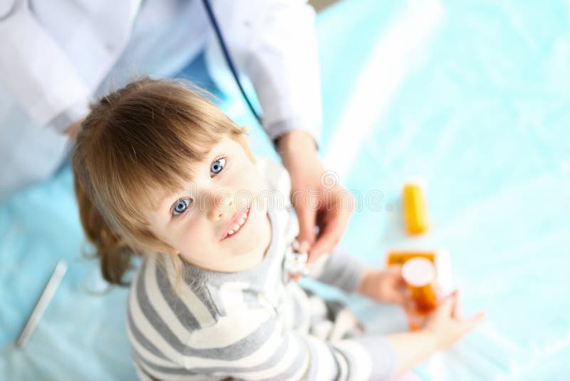 Cute kid holding vitamins stock photos Cute kid holding vitamins stock photos