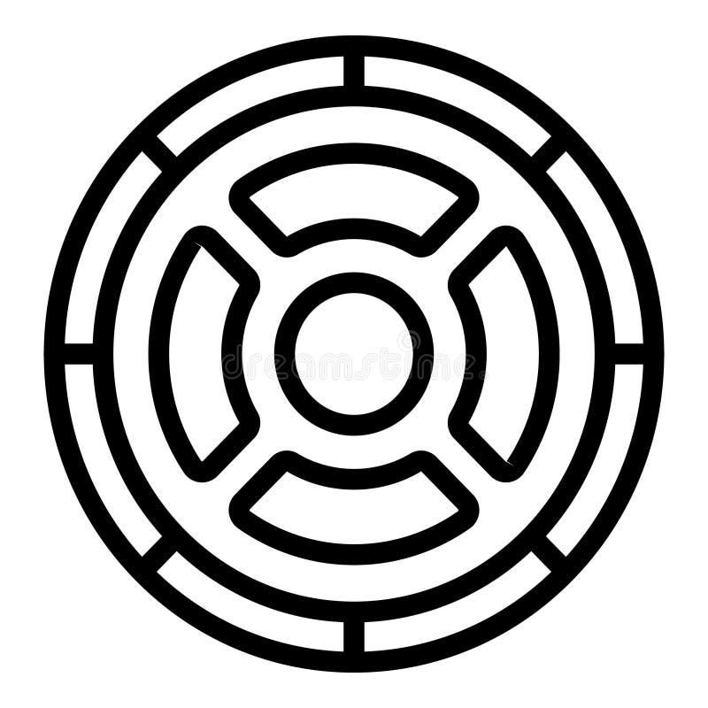 Top view smoke detector icon outline vector. Modern home detect stock illustration