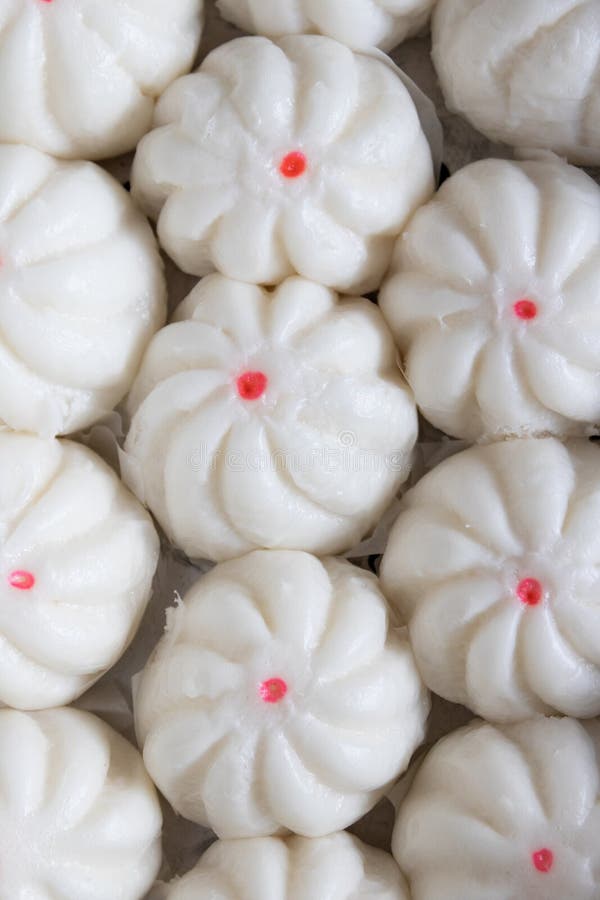 Top View of Steamed Stuffed Buns or Steamed Dumpling Stock Photo