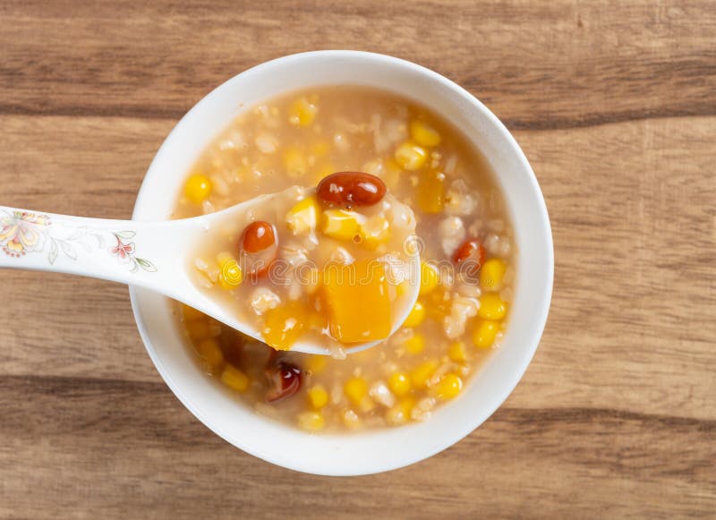 Syrup with Sweet Potato and Kidney Beans and Maize Stock Photo Image