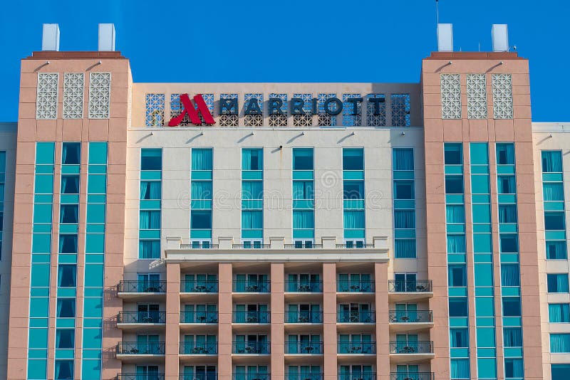 Top View Of Tampa Marriott Water Street On Lightblue Sky Background In