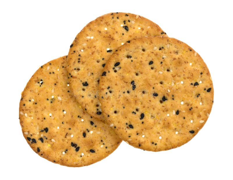 Multi Grain Baked Crackers on a White Background Stock Image Image of