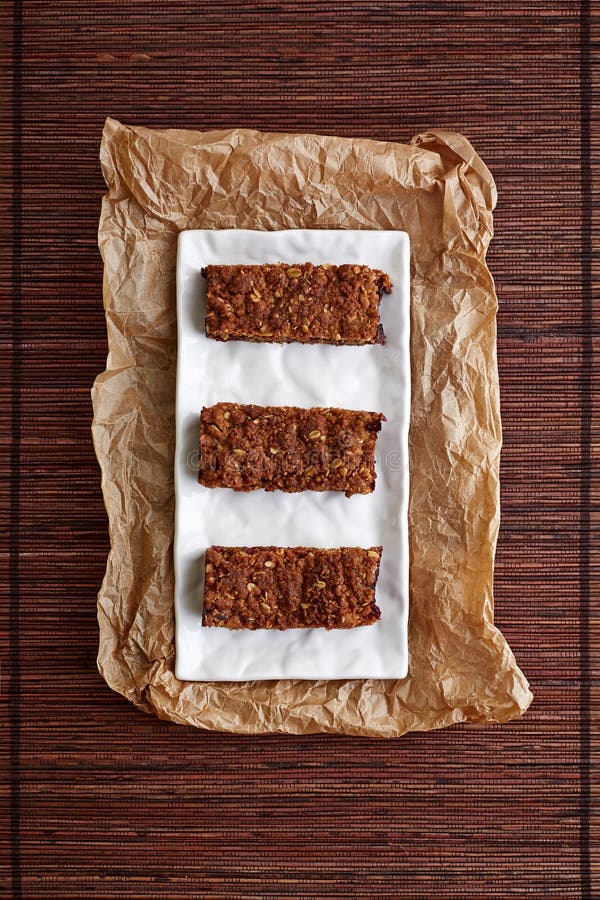 Top View Three Raspberry Granola Bars Stock Photos Free & Royalty