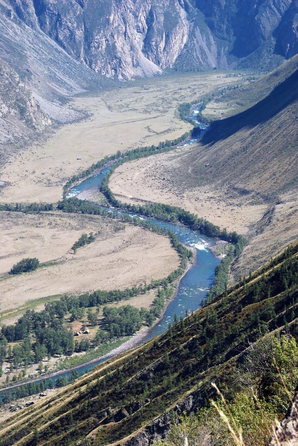 Top view to the river valley