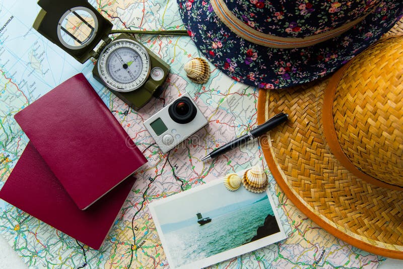 Top View of Travel Things for Traveling. Stock Image Image of relax