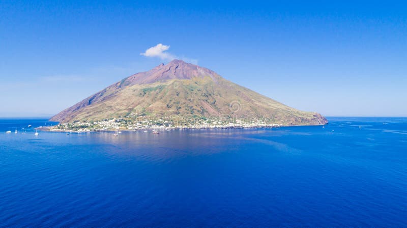 Top View of Tropical Islands Volcano in Italian, Europe. Aerial Shoot ...