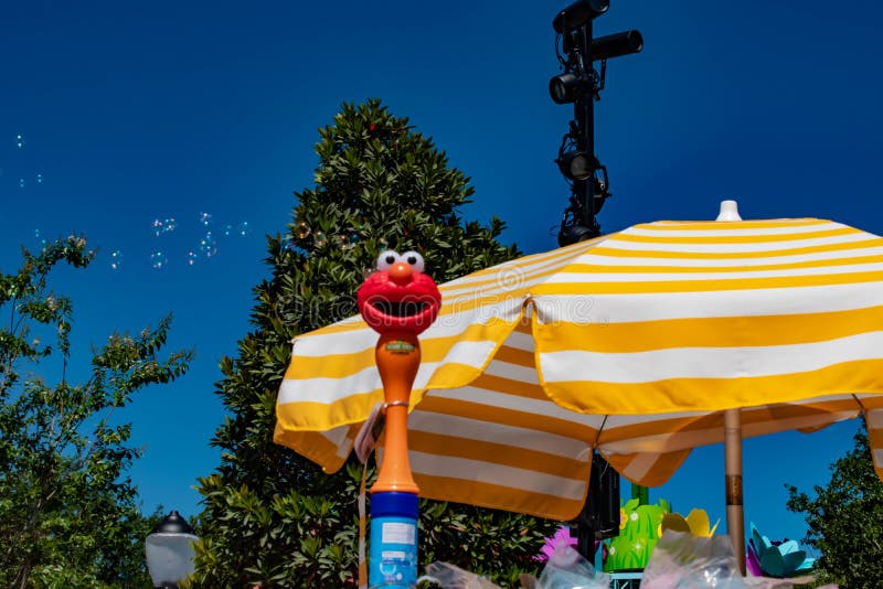 Top view of umbrella and bubbles coming out of Elmo toy at Seaworld in International Drive area 1 royalty free stock images Top view of umbrella and bubbles coming out of Elmo toy at Seaworld in International Drive area 1 royalty free stock images