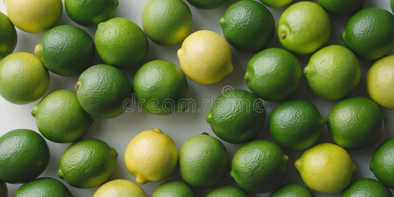 Top view of a vibrant array of freshly picked green limes filling the frame stock photos