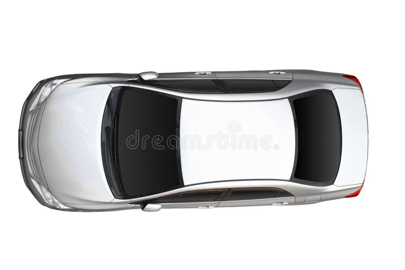 Top View Of White Car Isolated On White Background. With Clipping Path ...