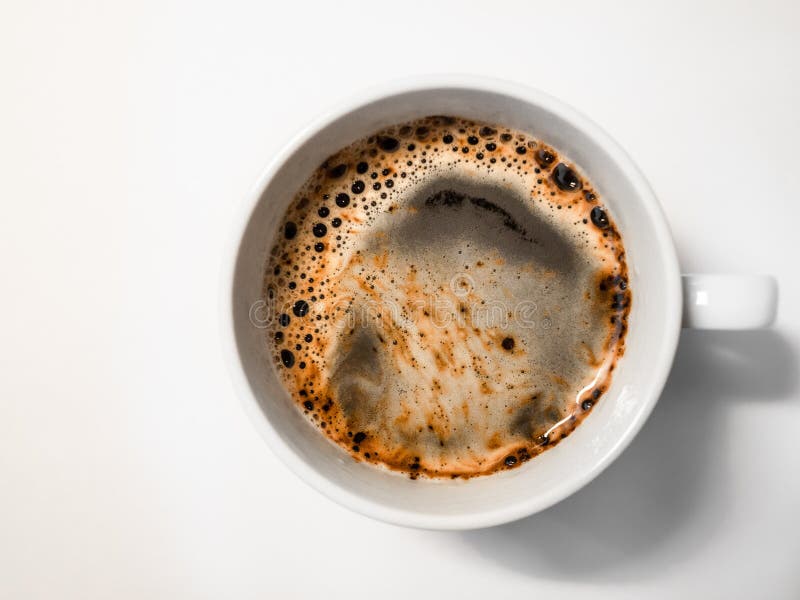 Top View of a White Cup of Coffee, Coffee Foam Stock Image Image of